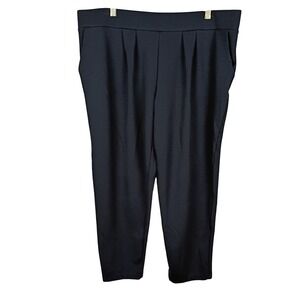 Modern Ambition Womens XXL Black Pleated Front Stretch Tapered Trousers Pants